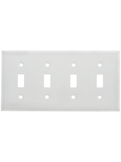 Classic Four Gang Toggle Switch Plate In White Enamel.
